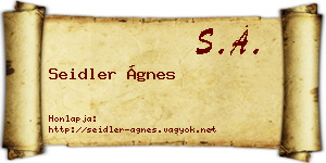 Seidler Ágnes névjegykártya